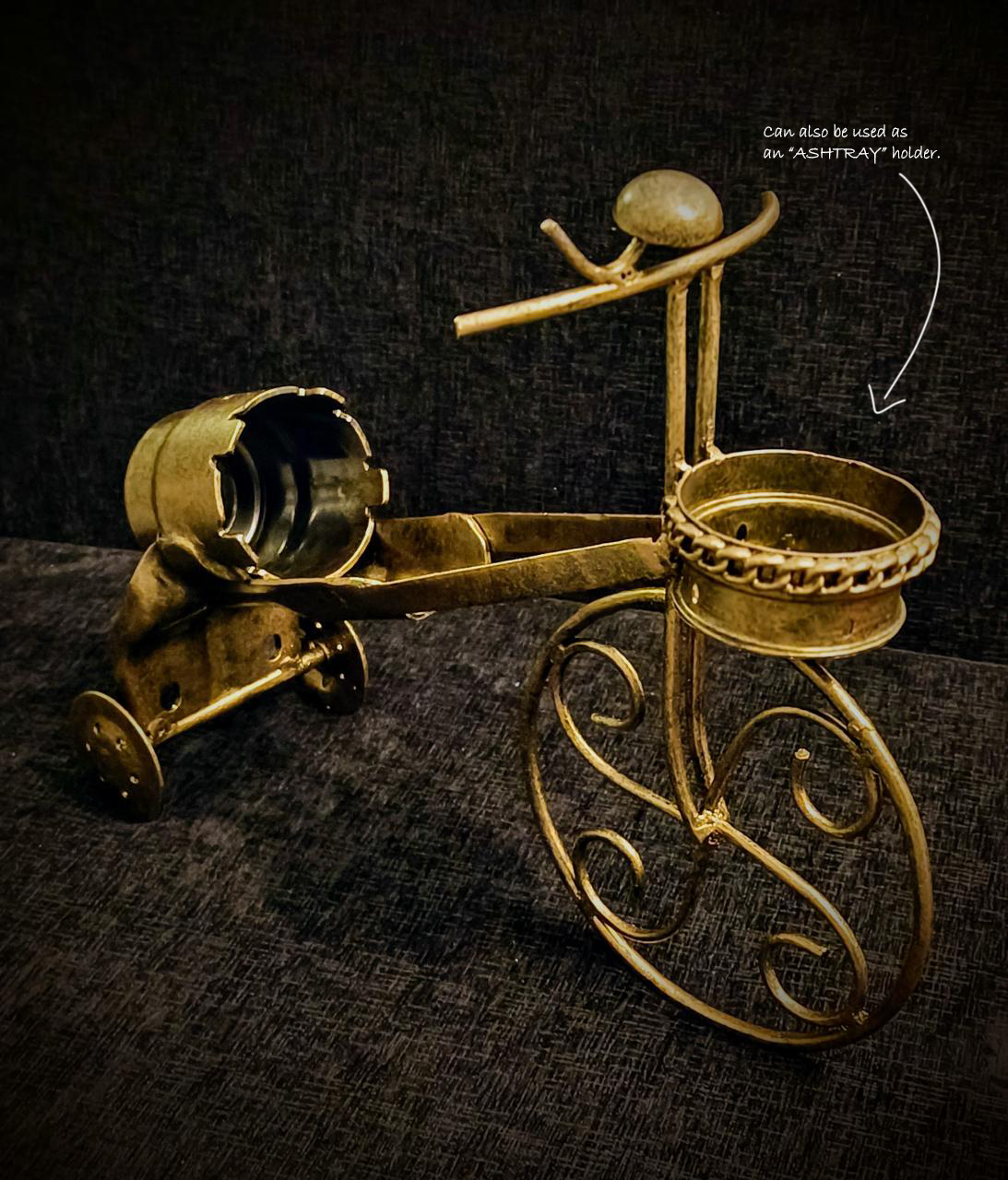 Luxury cycle liquor bottle holder with ash tray