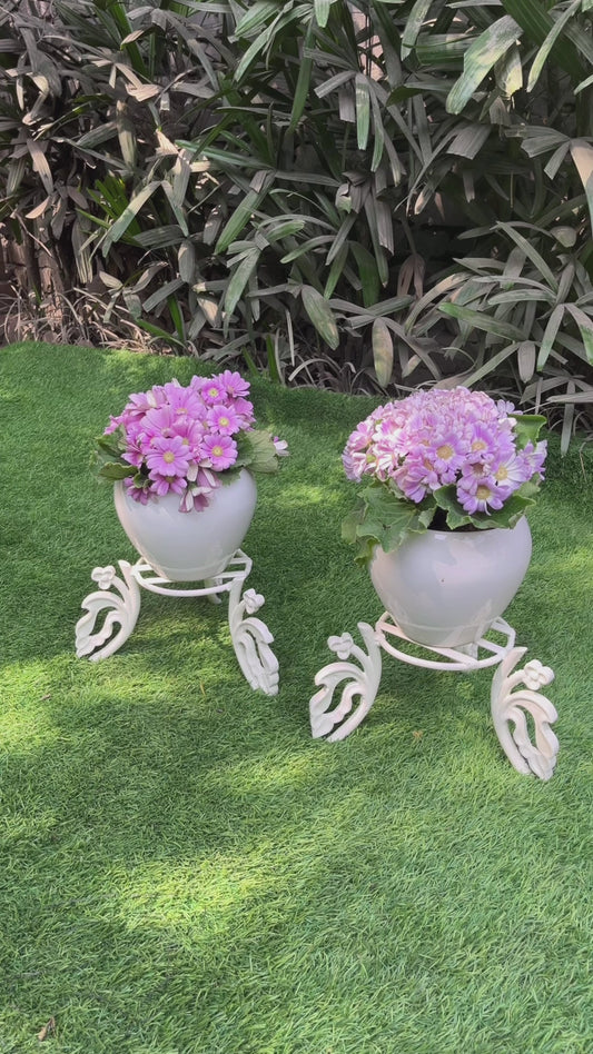 Twin Bloom Cast Iron Plant Stand – Set of 2 Pcs (6 Inch tray, 9 inches height)
